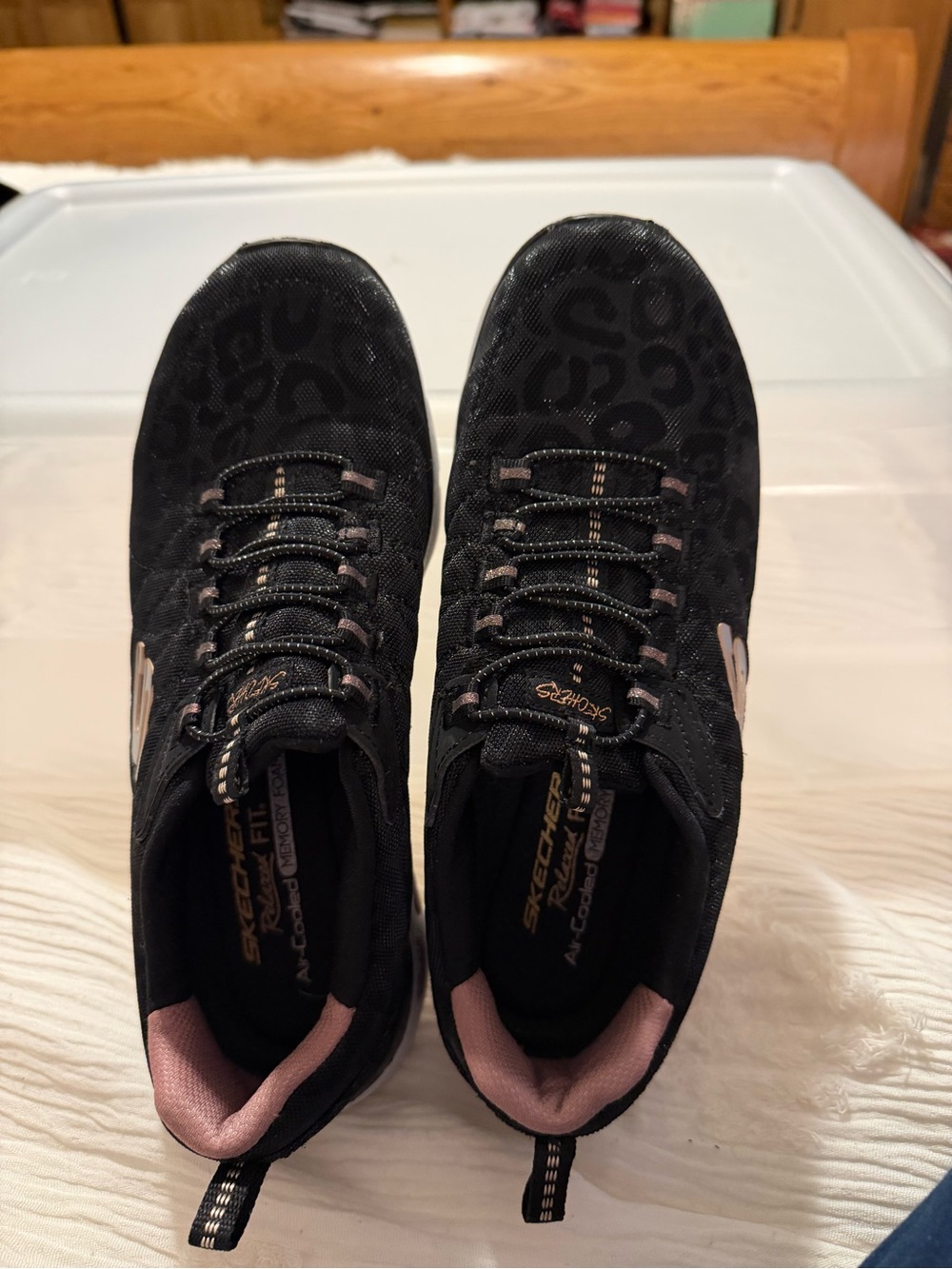 Skechers Black with Pink Accent Slip-On Athletic Shoes